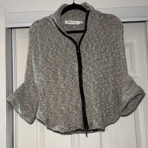 Bishop & Young Gray Zip-Up Poncho Sweater